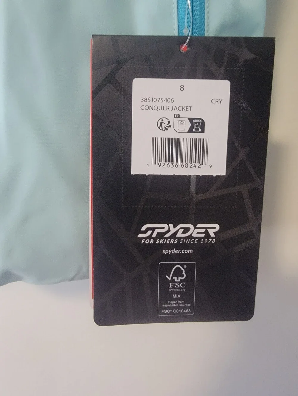 Spyder Kids Light Aqua Hooded Puffer Jacket